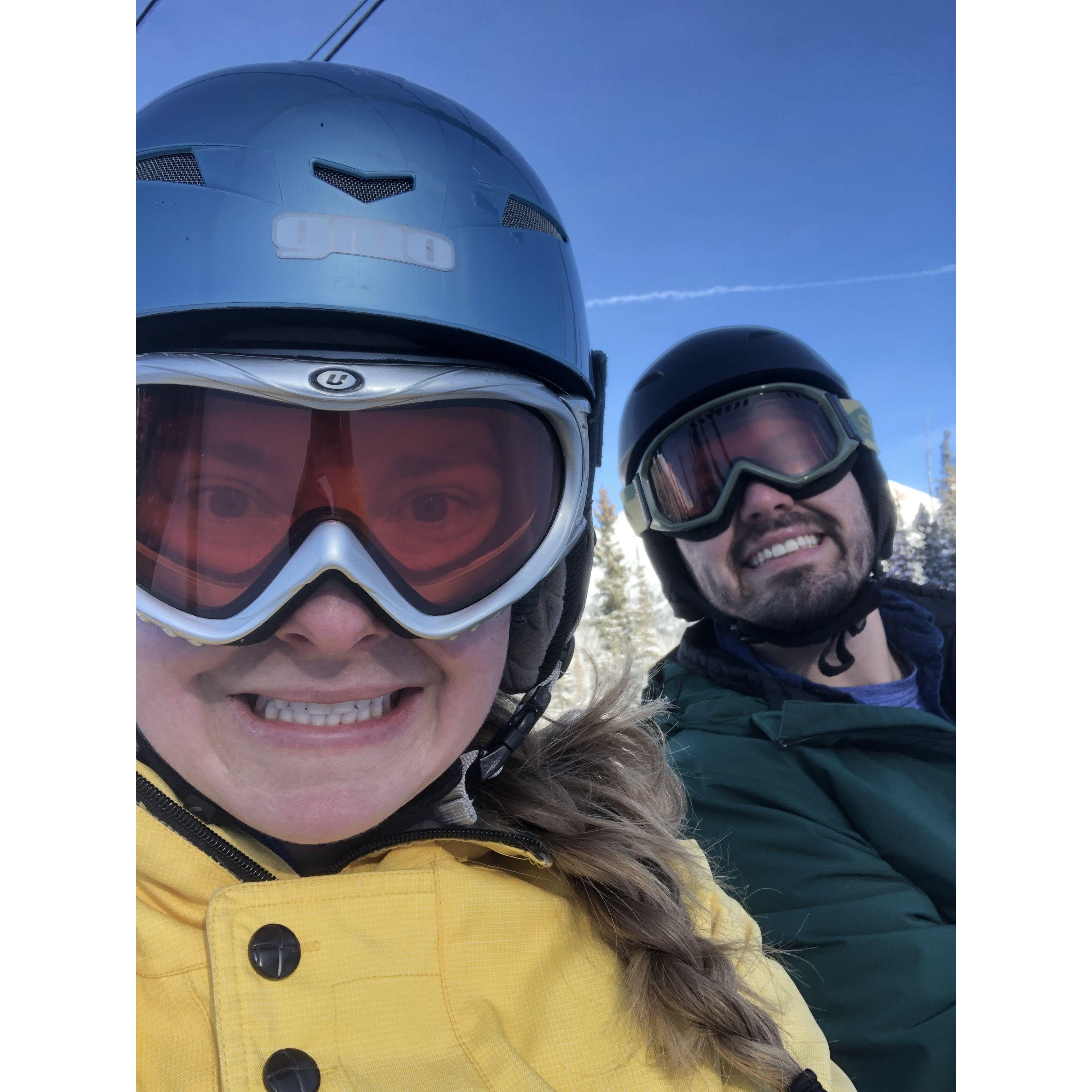 First ski trip together. Richard gets snow stuck in his beard and Amy shreds that pow pow