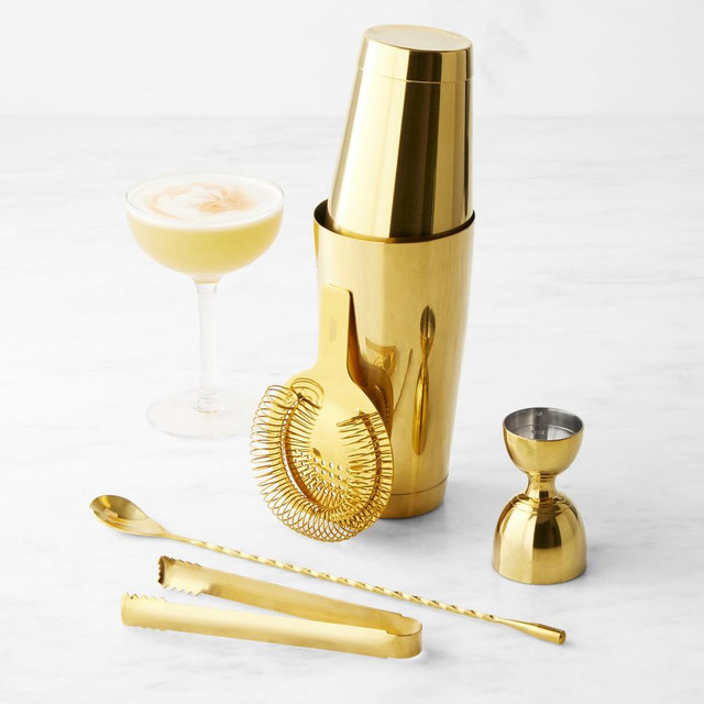 Williams Sonoma Mixology Shaker and Tools Set, Brass