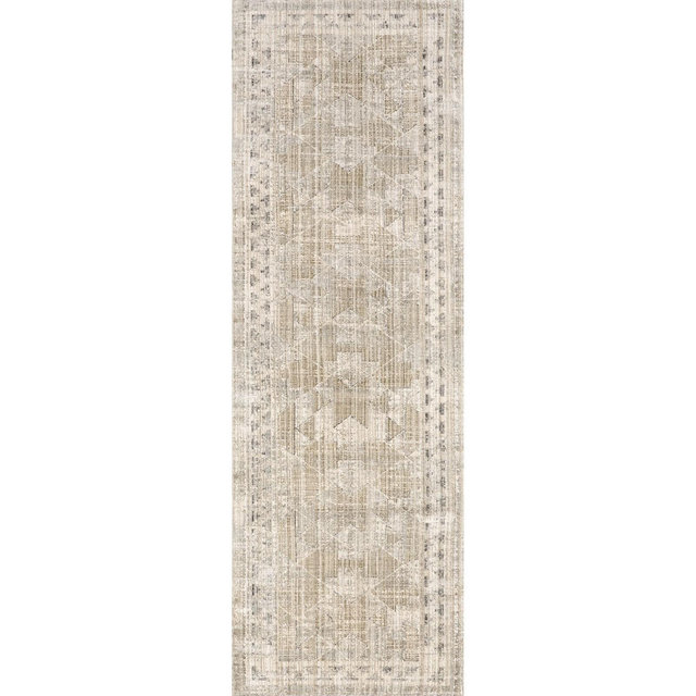 Nuloom Aine Geometric 2x8 Machine Washable Indoor/Outdoor Runner Rug for Living Room Patio Deck Front Porch Entryway Hallway Kitchen, Beige
