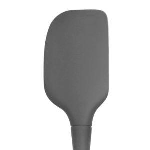 Oyster Gray Tovolo Flex-Core All Silicone Spatula, Tapered Silicone Edge for Scraping, Ergonomic Handle, Heat-Resistant Rubber Spatula, BPA-Free & Dishwasher Safe Baking Tool & Kitchen Utensil