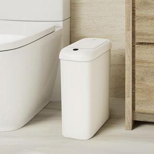 EKO Automatic Bathroom Trash Can with Lid, 2.6 Gallon, White