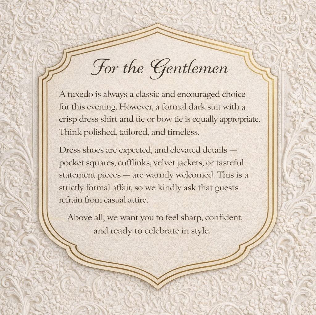 Please no denim, khaki, or boots.