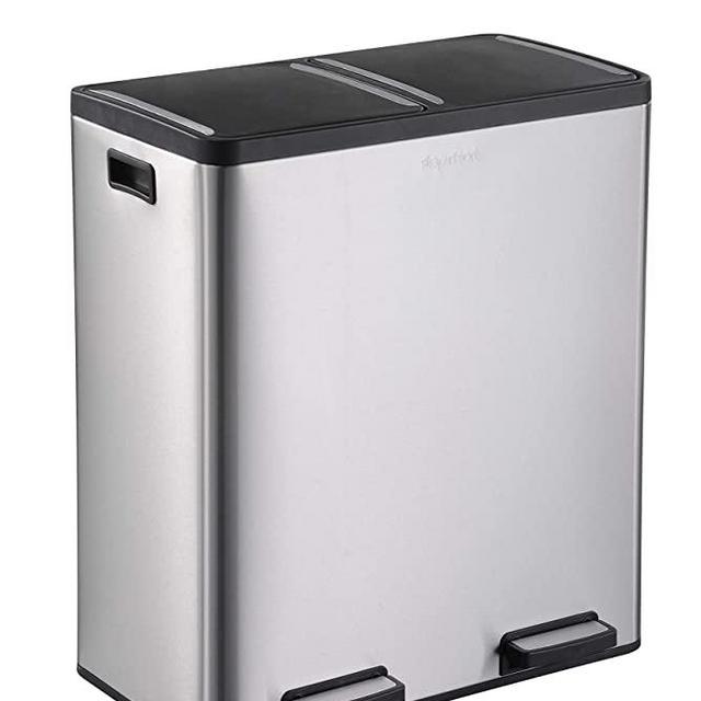 The Step N' Sort 18.5 Gallon Extra Large Capacity, Soft-Step, Dual Trash and Recycling Bin with Removable Inner Bins