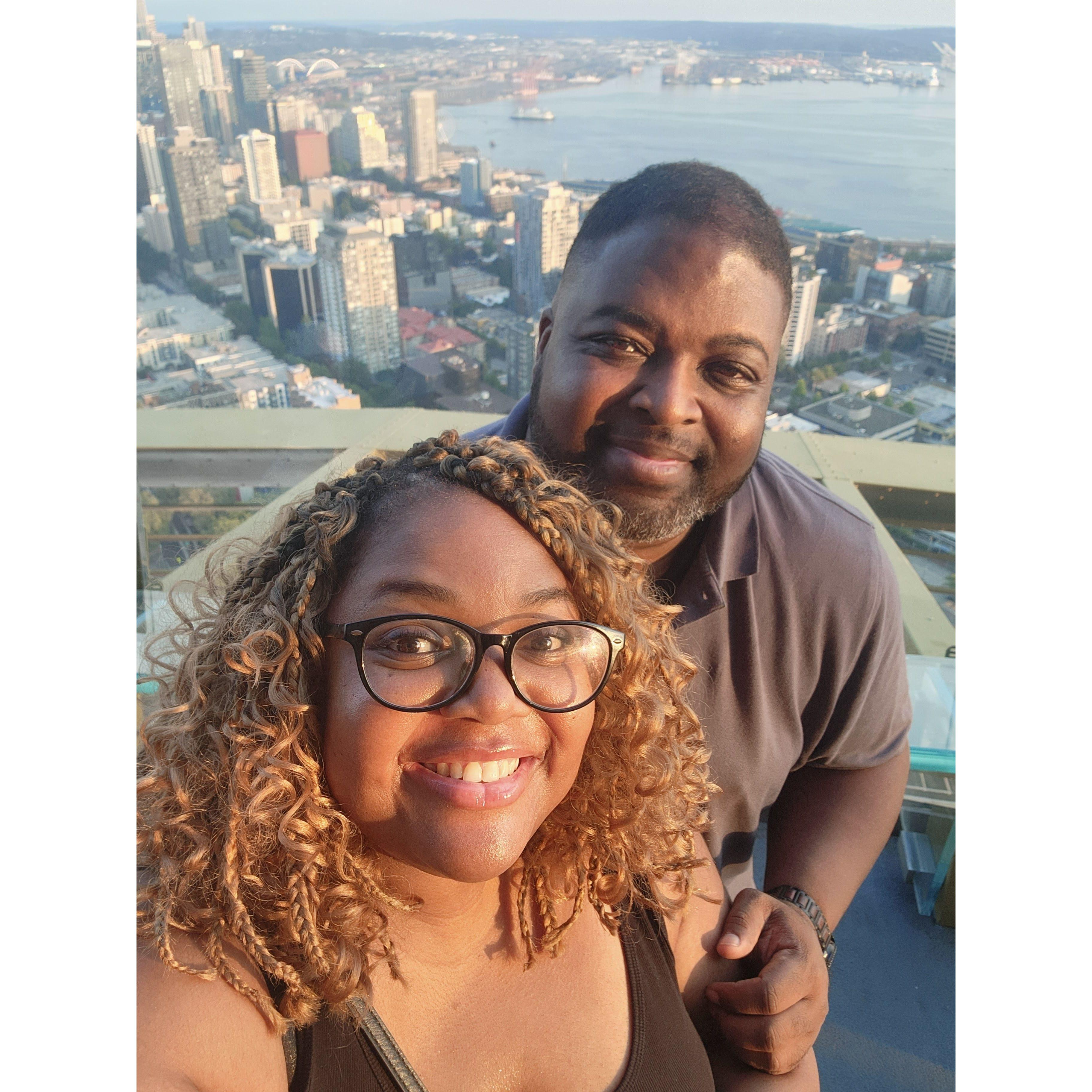 Our first time in Seattle, atop the Space Needle
