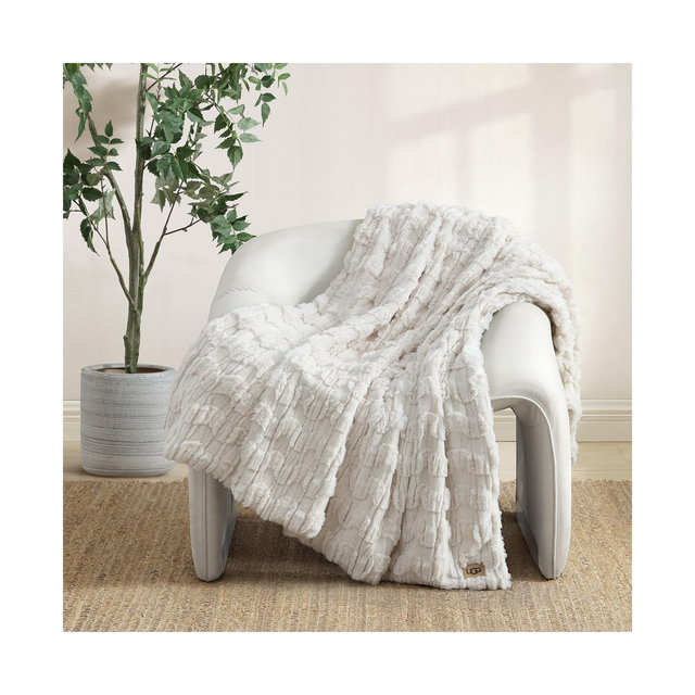 UGG® Denai Carved Faux-Fur Throw, 50" x 70"