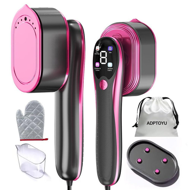 ADPTOYU 2-in-1 Steamer & Iron for Clothes, Portable Handheld Garment Steamer with LED Display, Large Ceramic Panel Travel Clothes Steamer Iron, 10s Fast Heat-Up All-Fabric Remove Wrinkle (Purple)