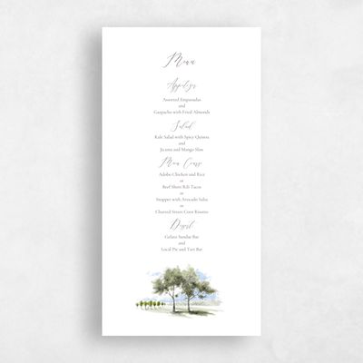 White Greenery Wedding Menu - Rieden