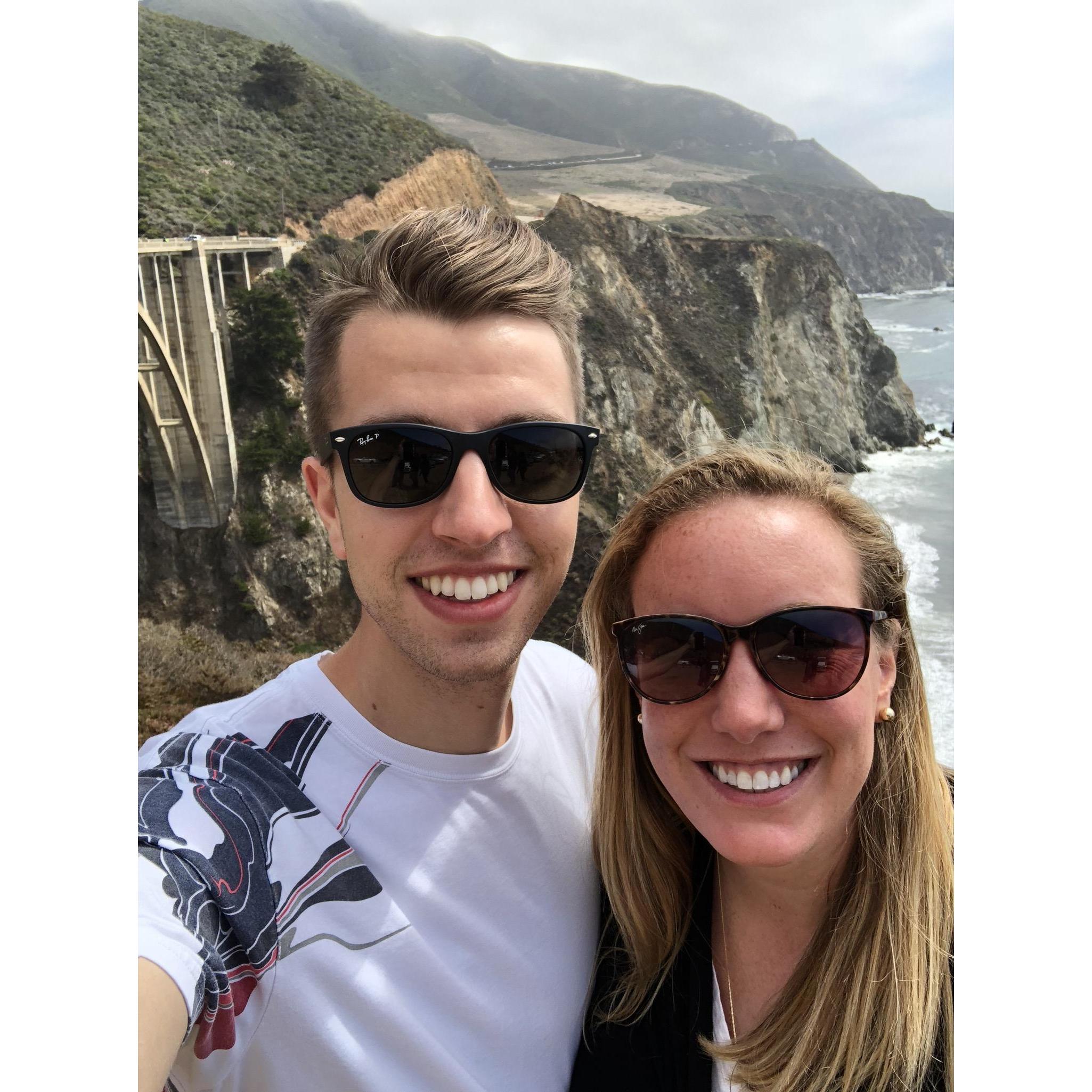 From our first trip, to Santa Barbara. Halfway down highway 1 by Bixby Bridge!