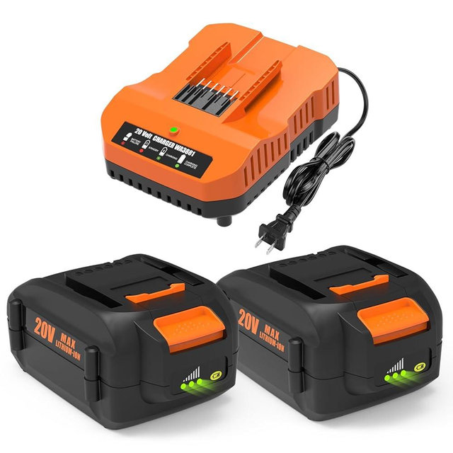 energup 2Pack 20V 6500mAh Battery Replacement for Worx 20V WA3525, WA3520, WA3575, WA3578, WA3669, and WA3875 20 Volt Battery Charger Replacement Worx Battery 20V