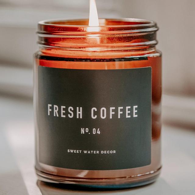 Fresh Coffee Soy Wax Candle | Amber Jar...