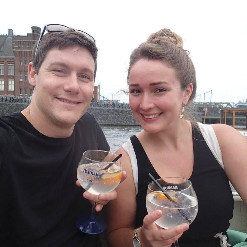 Enjoying large G&Ts along the canals of Amsterdam, 2016