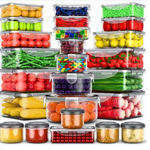 RockBerry 50 Pcs Large Food Storage Containers with Lids Airtight-Total 526OZ Stackable Kitchen Set-85 OZ to small Containers-BPA Free Leak proof containers- Freezer Microwave safe