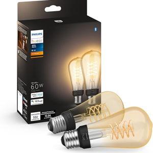 Philips Hue Smart 60W ST19 Filament LED Bulb - Soft Warm White Light - 2 Pack - 550LM - E26 - Indoor - Control with Hue App - Compatible with Alexa, Google Assistant and Apple Homekit.