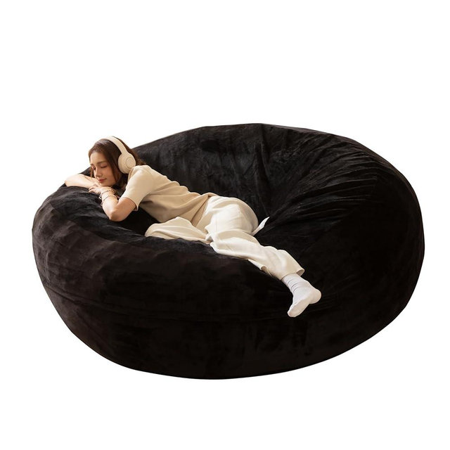 XOFUGEM Bean Bag Chair for Adults, Floor Bean Bags Offers Ample Space for Adults,Memory Foam Giant Bean Bags,Lounger Versatile Design Suits Any Room,Movie Nights,Reading(Black,6FT)