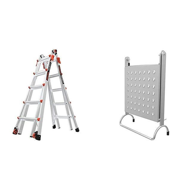 Little Giant Ladders, Velocity, M22, 6-18 Foot, Multi-Position Ladder, Aluminum, Type IA, 300 lbs Weight Rating & Work Platform, Ladder Accessory, Aluminum, 375 lbs Weight Rating, (10104)