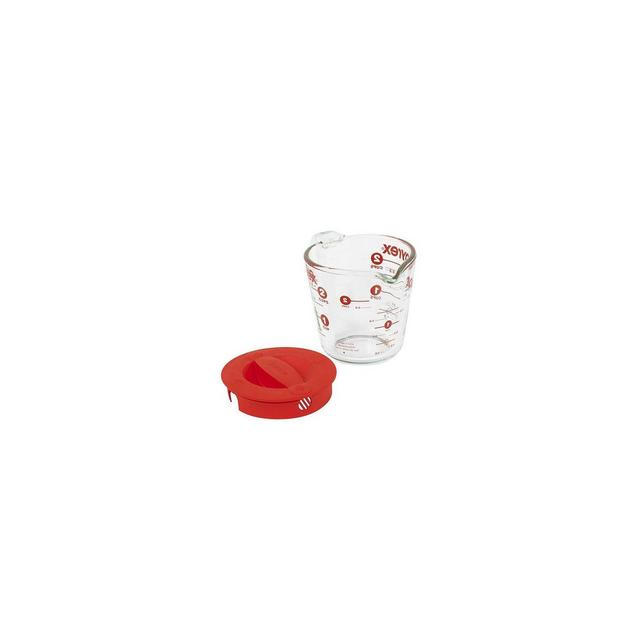 Pyrex Prepware 2-cup Measuring Cup, Red Plastic Cover, Clear