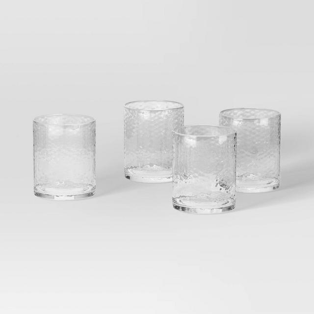 4pk 11oz Short Hammered Glass - Threshold™