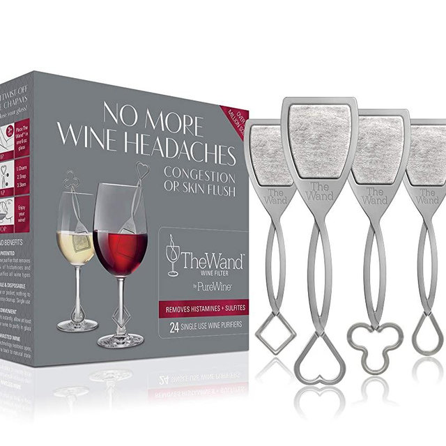 The Wand Wine Purifier (24-Pack) | No More Wine Headaches | Removes Histamines and Sulfites | With Twist-Off Wine Charms