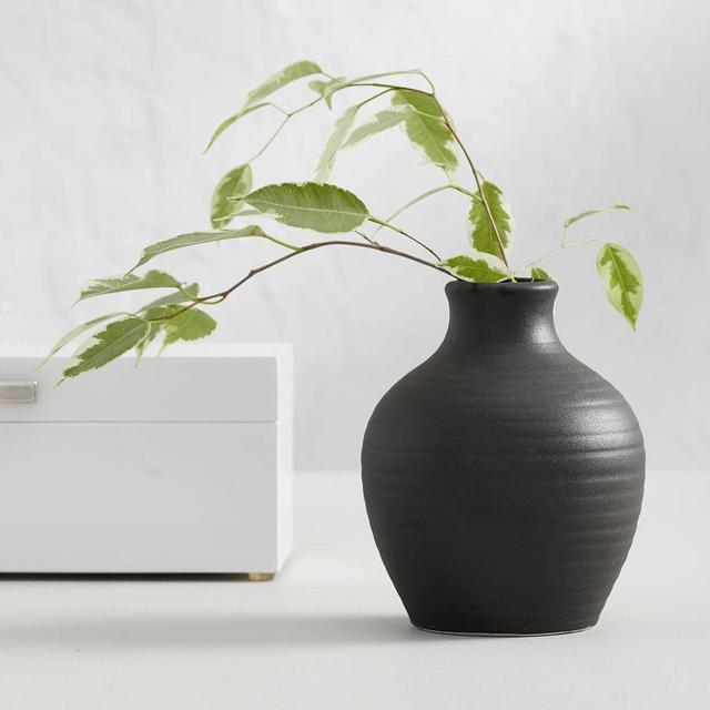 Urbana Ceramic Bud Vases, Black - Small Vase