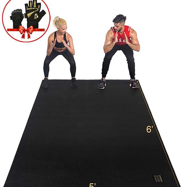 GXMMAT Large Exercise Mat 6'x5'x7mm, Non-Slip Workout Mats for Home Gym Flooring, Extra Wide and Thick Durable Cardio Mat, High Density, Shoe Friendly, Great for Plyo, MMA, Jump Rope, Stretch, Fitness