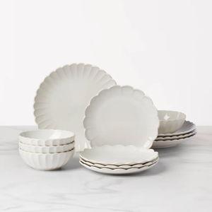 French Perle Scallop 12-Piece Dinnerware Set