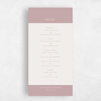Taupe, Pink Wedding Menu - Potter