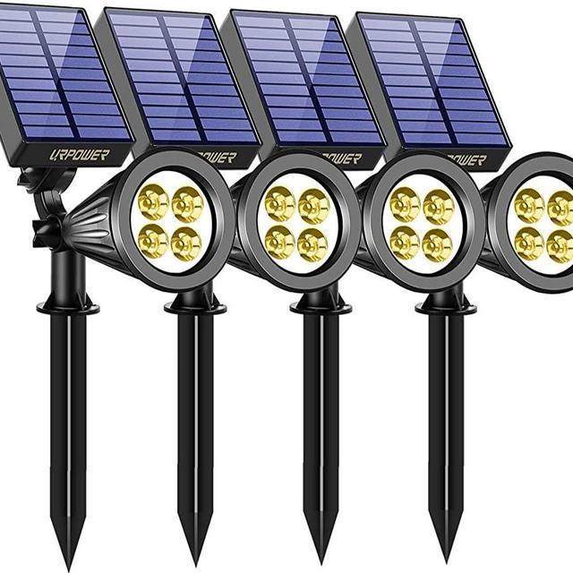 URPOWER Solar Lights Waterproof Solar Lights Outdoor 2-in-1 Adjustable Solar Spotlight Wall Light Auto On/Off Solar-Powered Landscape Lighting for Garden Yard Pathway Swimming Pool (4Pack, Warm White)