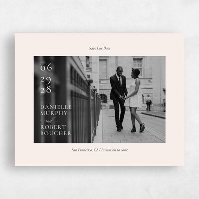 Linen, Beige Wedding Save the Date - Barnell Landscape