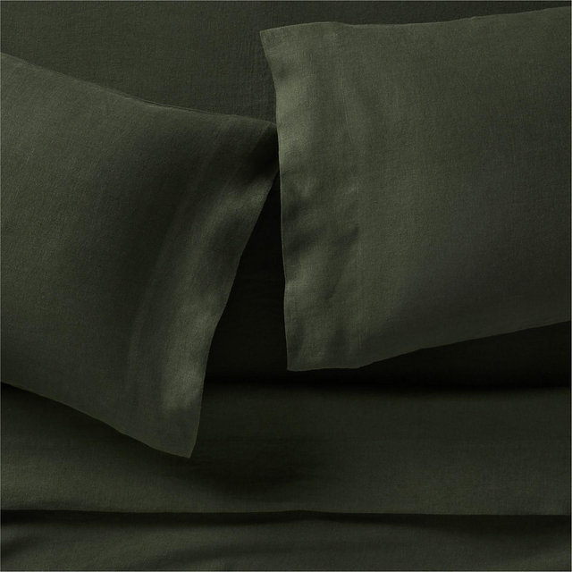 Aire Natural EUROPEAN FLAX ™-Certified Linen Ficus Green Full Bed Sheet Set