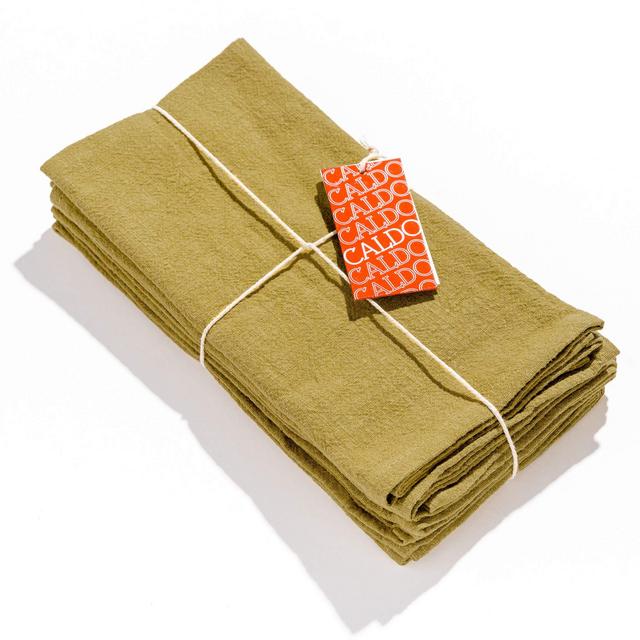 Caldo Linen Dinner Napkins - Soft and Durable Cloth - 4 Pack - 20x20 inch (Mustard)