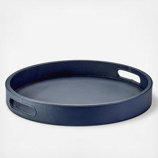 Traditional Leather Round Bar Tray