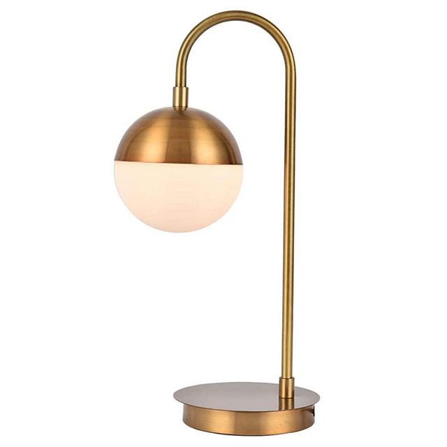 Berliget Modern Industrail Glass Globe Brass Metal Gold Table Lamp, Nightstand Bedside Lamp for Bedroom Living Room Office