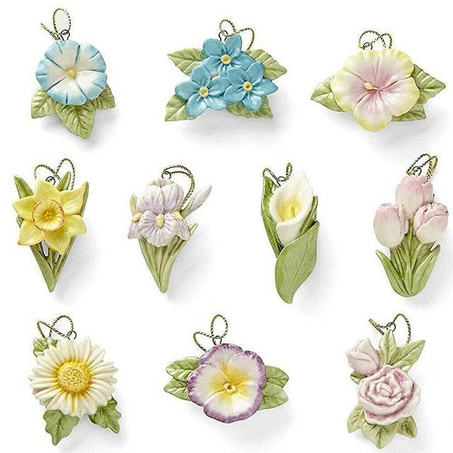 Lenox Celebrate Flowers 10-Piece Ornament Set, 0.50 LB, Multi