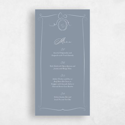 Dusty Blue Wedding Menu - Lucille