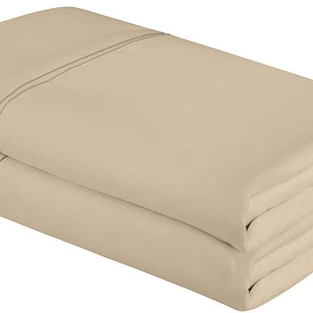Royale Linens Queen Size Flat Sheet Only - Brushed 1800 Microfiber - Ultra Soft & Breathable - Wrinkle & Stain Resistant - Hotel Quality Flat Sheet Sold Separately - Top Sheet for Bed - (Queen, Sand)