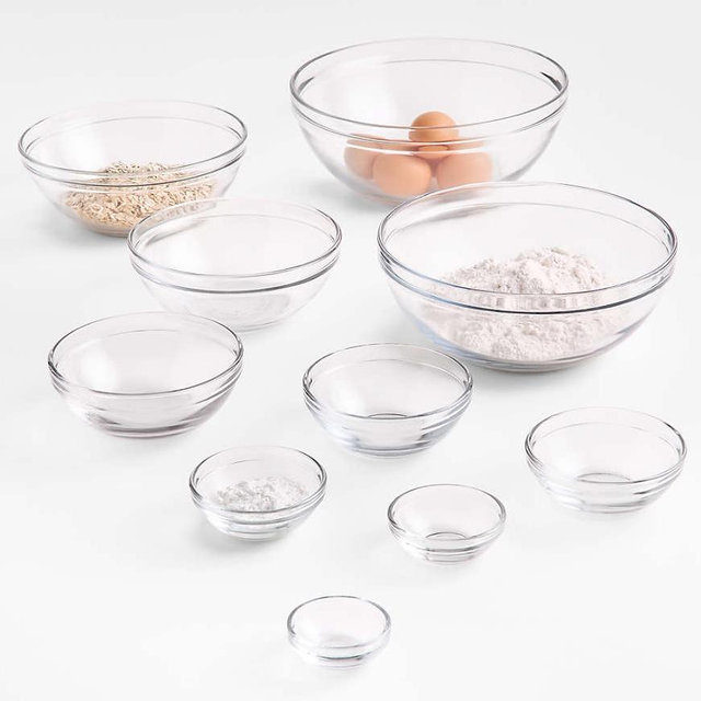 Anchor Hocking Glass Mixing Bowls, Set Of 10