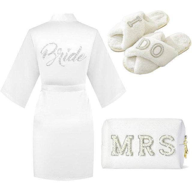 Tkifoda Bride To Be Gift Set Bride Makeup Bag I Do Bride Slippers Bride Robe Bride Hair Clip Bride Gifts Wedding Gifts