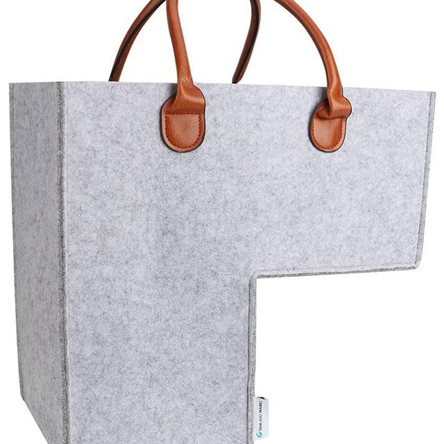 SAM AND MABEL Stair Basket with Handles - 4mm Eco-Friendly Premium Felt Staircase Baskets for Carpeted and Wooden Stairs, Stair Storage Organizer for Home and Office Decor (Stylish Gray)