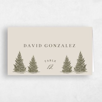 Green Greenery Wedding Place Card - Auburn