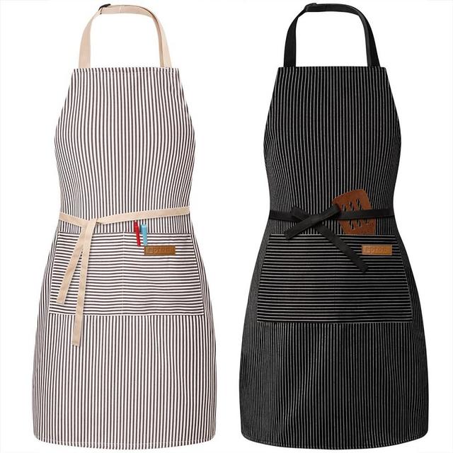 BeLuyi 2 Pack Adjustable Bib Apron with 2 Pockets Chef Cooking Kitchen Restaurant Aprons for Women Men
