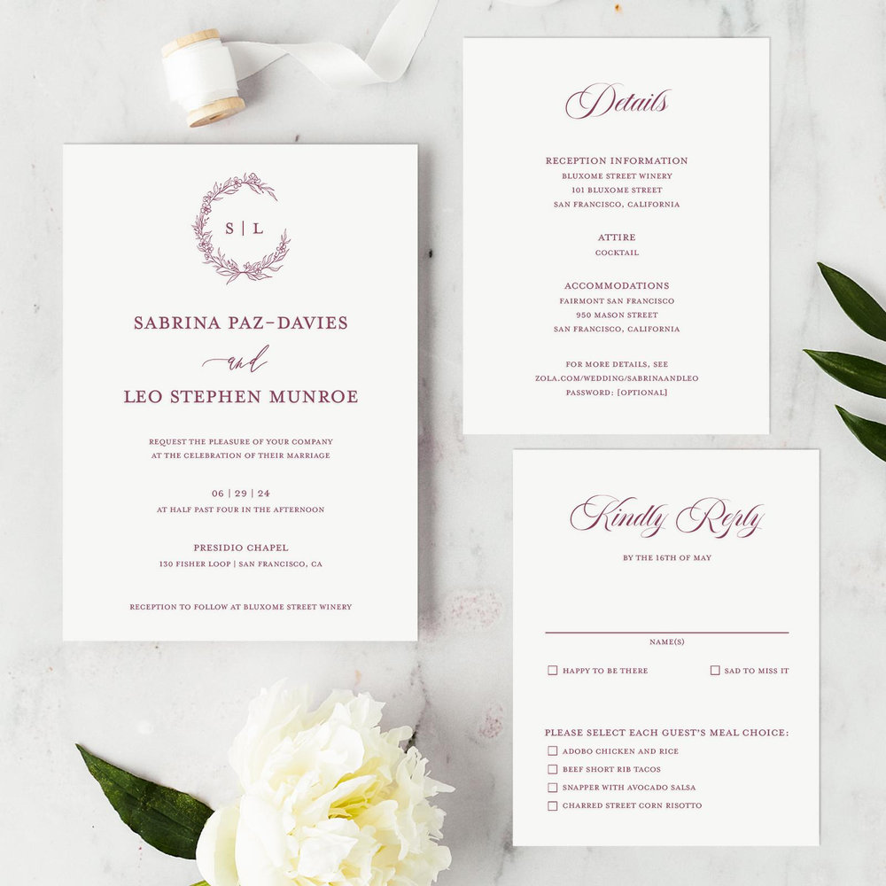 Goundry Wreath Letterpress | Oatmeal | Zola Wedding Invitations