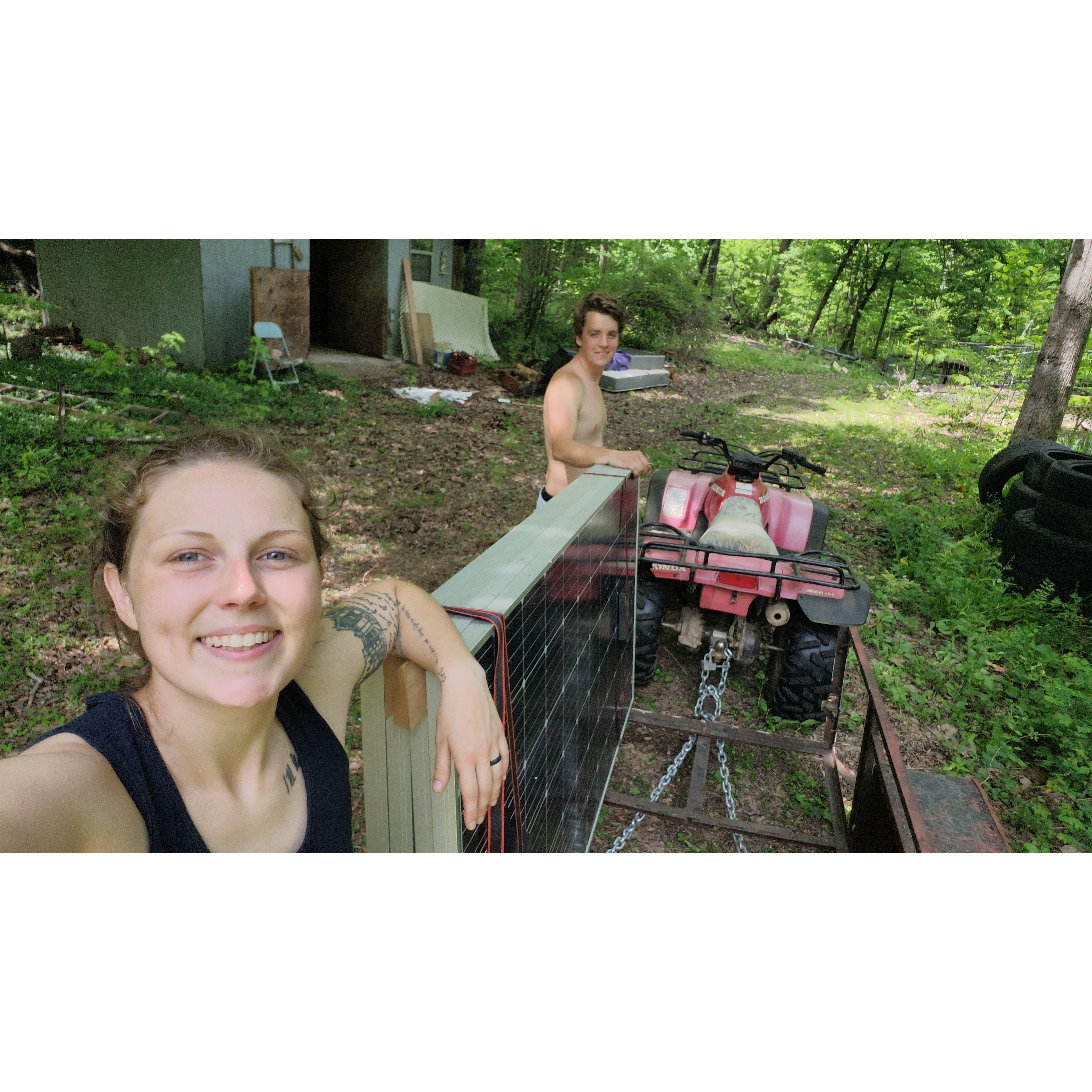 We are excited to move our solar panels with our new to us ATV.