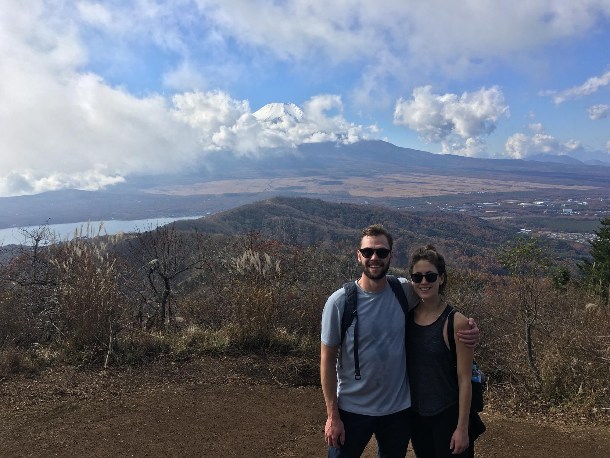 Hiking in Japan with Mt. Fuji in the background!