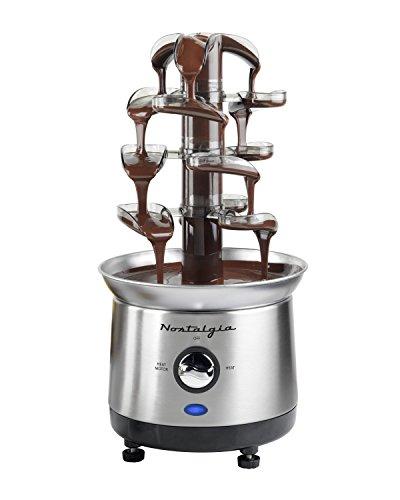 Nostalgia CFF1000 Stainless Steel Cascading Fondue Fountain, 2-Pound Capacity, Easy To Assemble 4 Tiers, Perfect For Chocolate, Nacho Cheese, BBQ Sauce, Ranch, Liqueurs, 2 lb