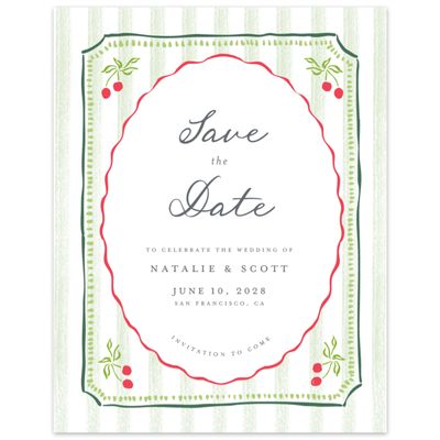 Cherry, Green Wedding Digital Save the Date - Jardine Portrait