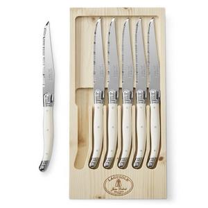 Laguiole Jean Dubost Steak Knife Set, Set of 6, White