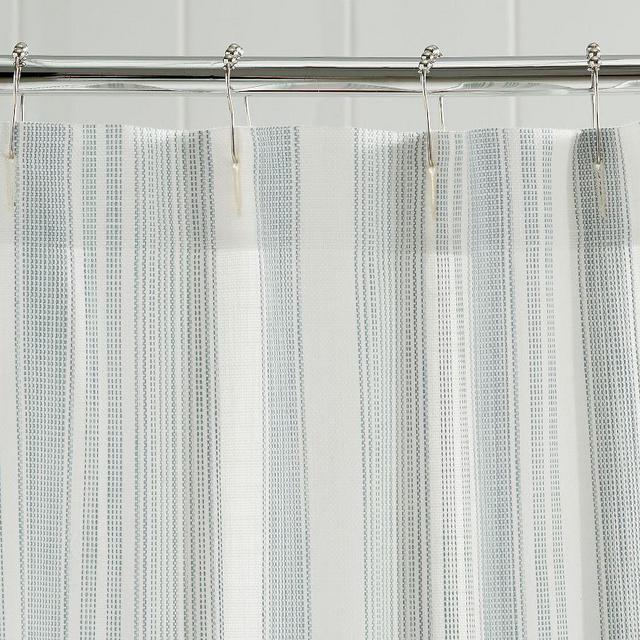 Blue Hawthorn Striped Cotton Shower Curtain, 72x72"