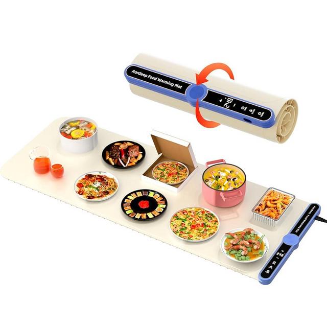 Warming Mat for Food Extra Large (XXL:40”X15”) Food Warming Mat for Countertop Parties Buffet 650W 8S Fast Even Heating 9-Level Temp Food Warmer Portable Silicone