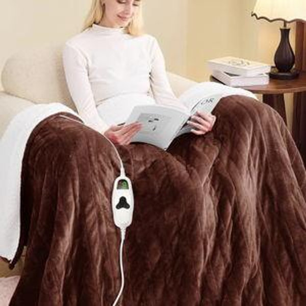 greenoak Heated Blanket Electric Full 72"X84", Heating Blankets with 10 Heat Levels 8 Hours Auto-Off, Soft Flannel Sherpa Fluffy House Warming Gifts for Grandma Seniors Mom,Mocha
