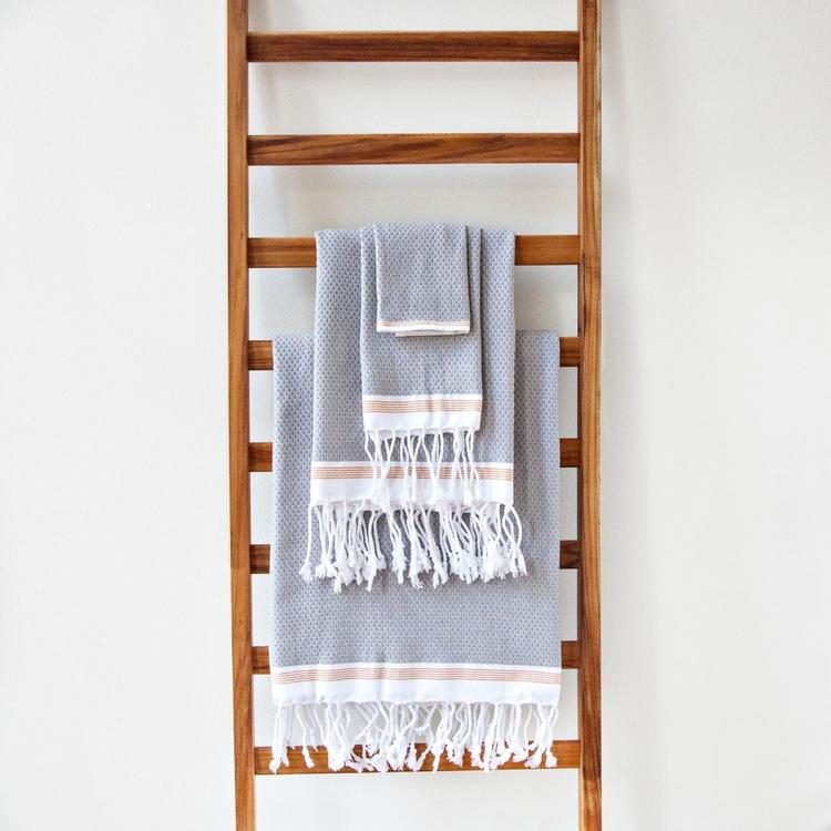 Coyuchi Striped Waffle Organic Kitchen Towels in Blues